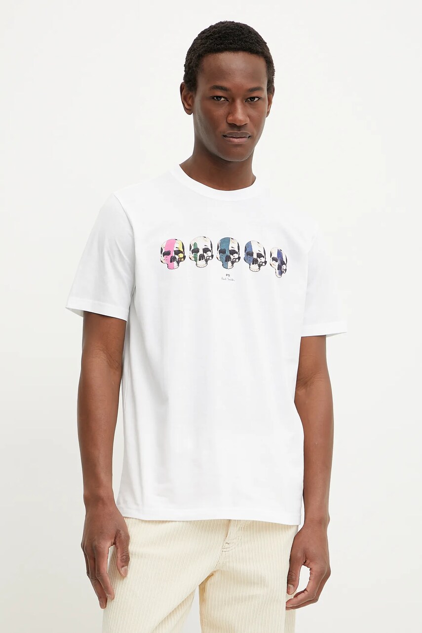 Levně Bavlněné tričko PS Paul Smith bílá barva, s potiskem, M2R.011R.PP5129