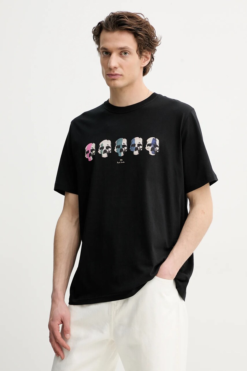Levně Bavlněné tričko PS Paul Smith černá barva, s potiskem, M2R.011R.PP5129