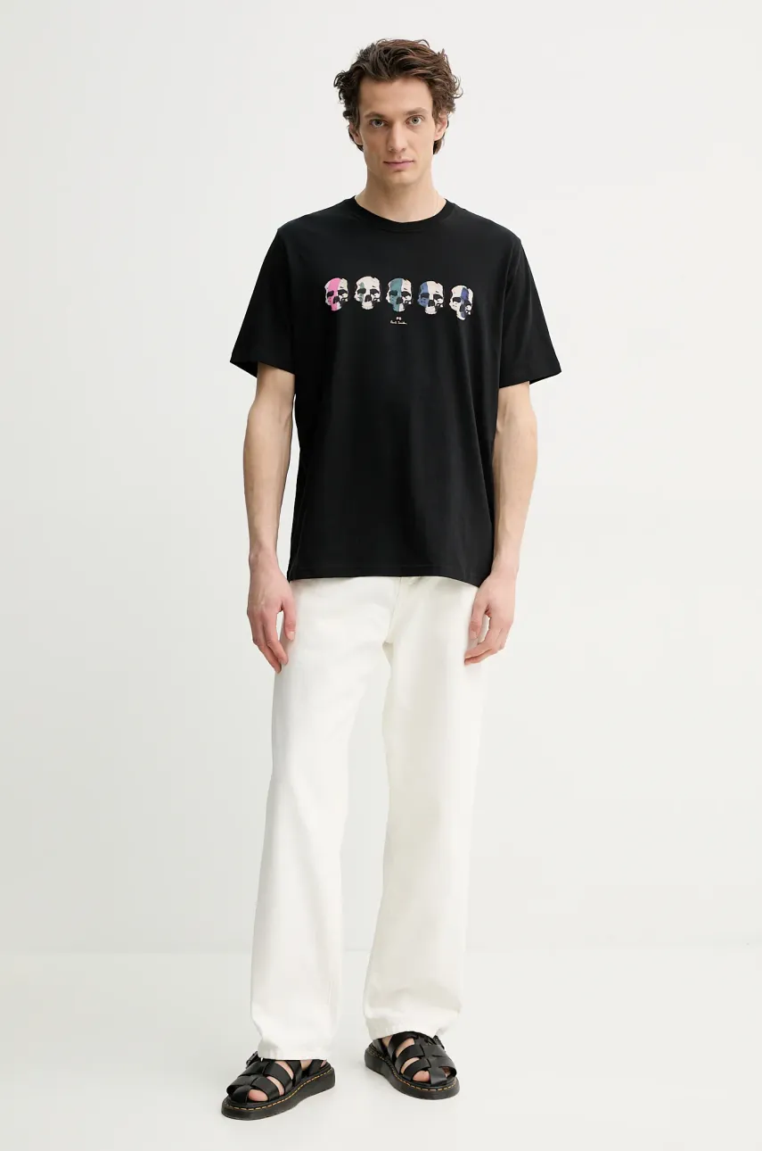 Хлопковая футболка PS Paul Smith мужская цвет чёрный с принтом M2R.011R.PP5129 Хлопковая футболка PS Paul Smith мужская цвет чёрный с принтом M2R.011R.PP5129