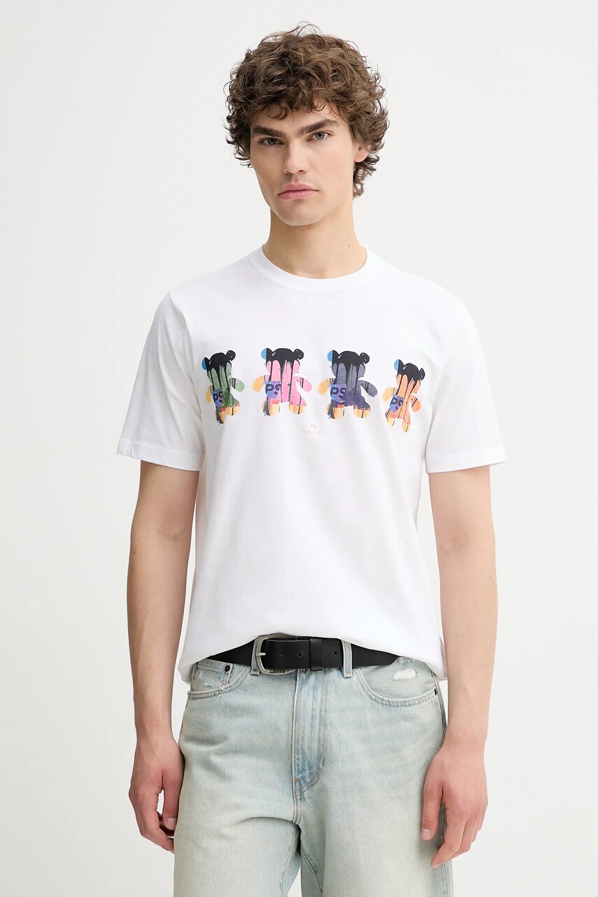 Levně Bavlněné tričko PS Paul Smith bílá barva, s potiskem, M2R.011R.PP5131