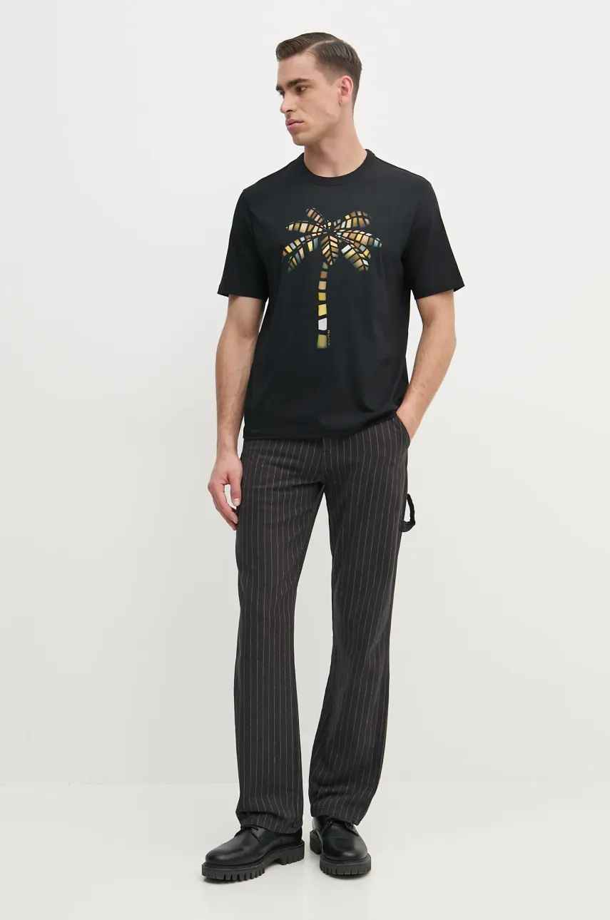 Хлопковая футболка PS Paul Smith мужская цвет чёрный с принтом M2R.220X.PP5073 Хлопковая футболка PS Paul Smith мужская цвет чёрный с принтом M2R.220X.PP5073