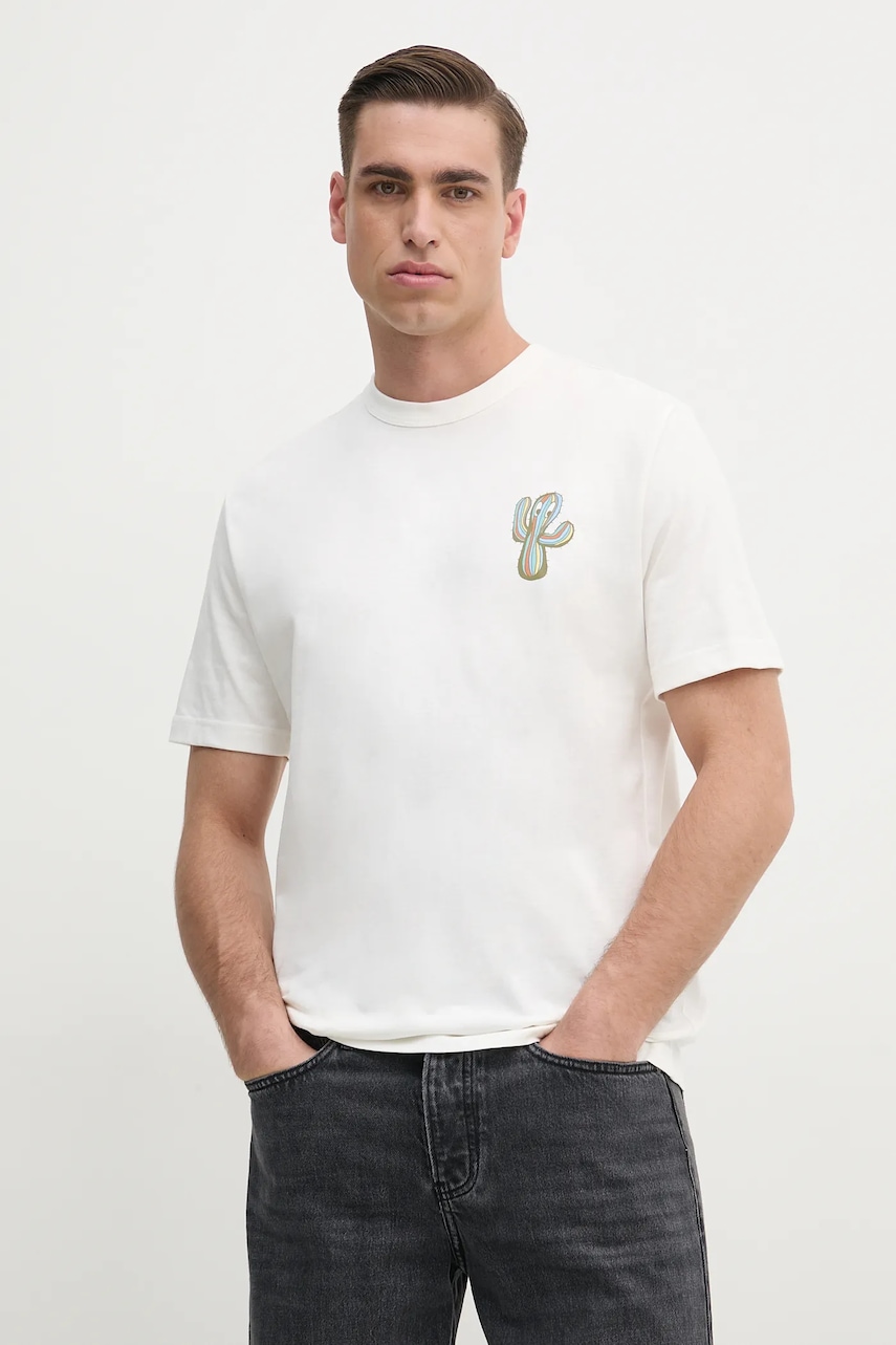 PS Paul Smith tricou din bumbac culoarea bej, cu imprimeu, M2R.220X.PP5076