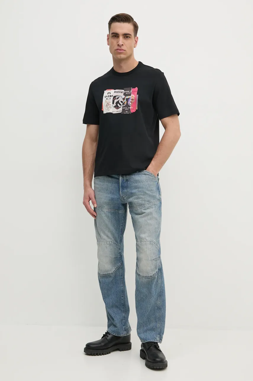 Хлопковая футболка PS Paul Smith мужская цвет чёрный с принтом M2R.220X.PP5122 Хлопковая футболка PS Paul Smith мужская цвет чёрный с принтом M2R.220X.PP5122