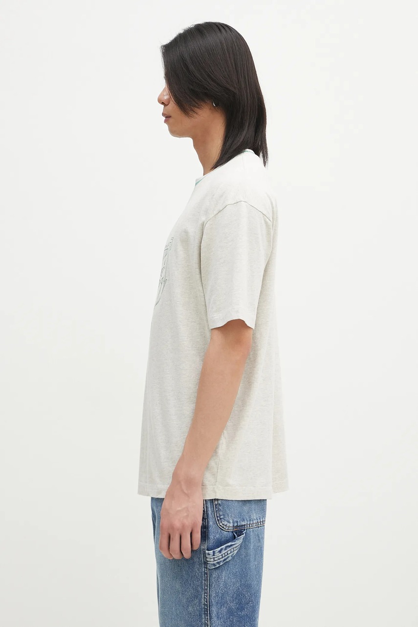 Хлопковая футболка Drôle de Monsieur Le T-Shirt Drule Cup мужская цвет серый с принтом G-TS234-CO165-GY