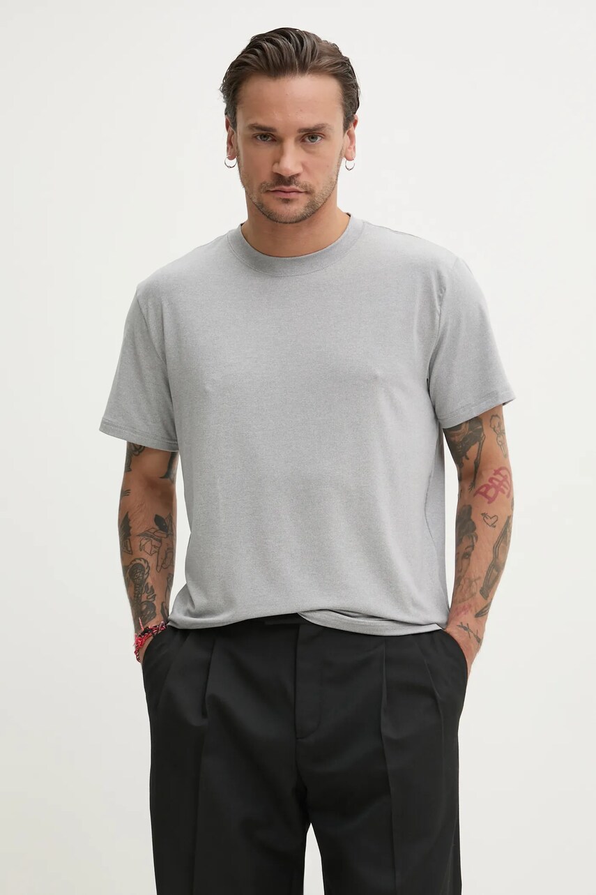 Hollister Co. tricou barbati, culoarea gri, uni, KI324-5089