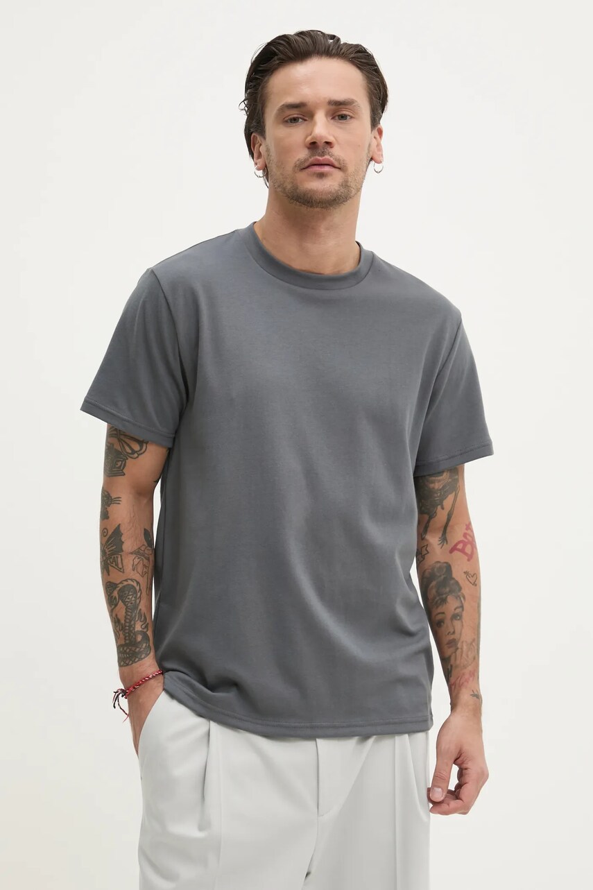 Levně Tričko Hollister Co. šedá barva, KI324-5137