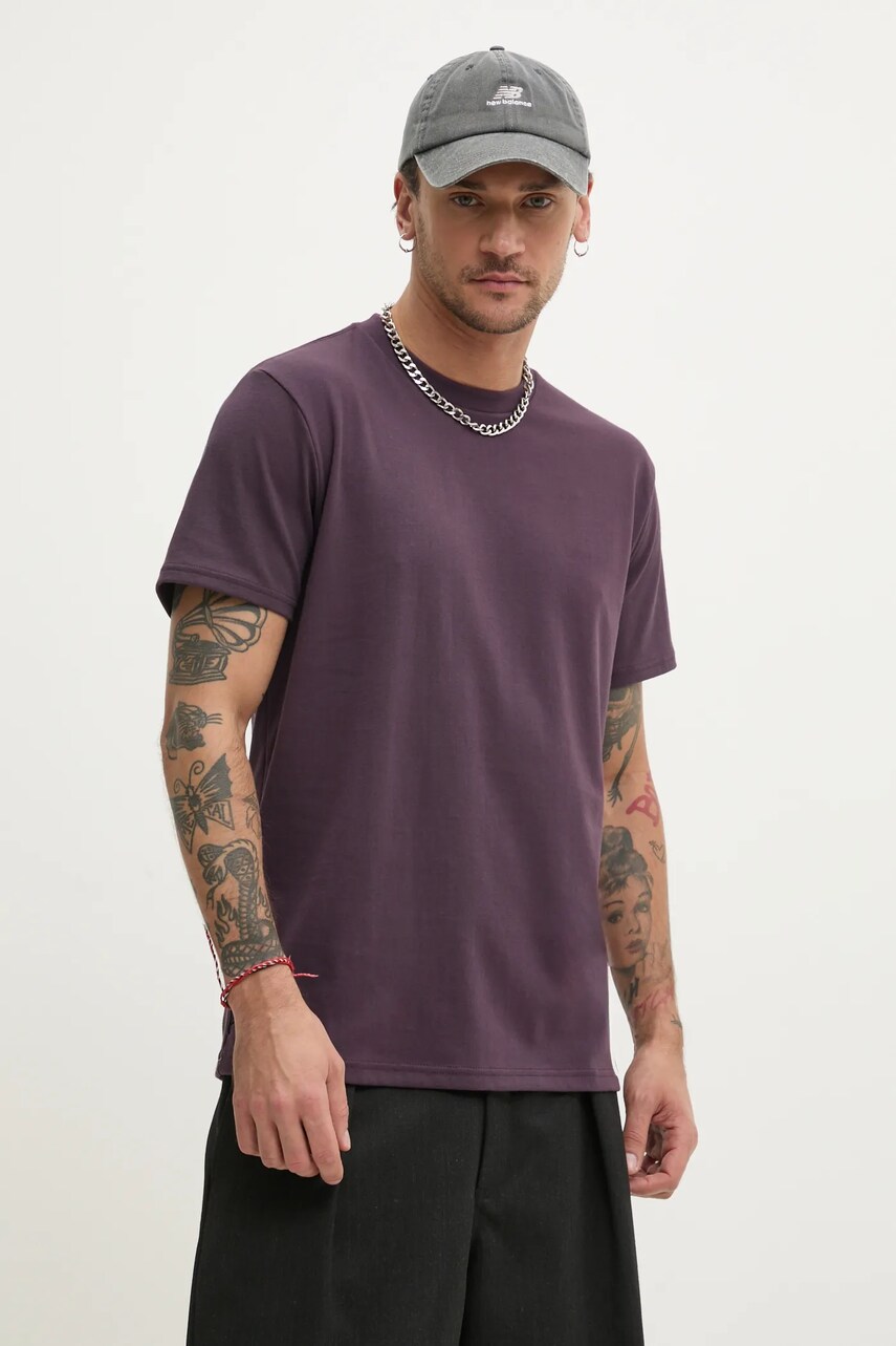 Hollister Co. tricou barbati, culoarea violet, neted, KI324-5137