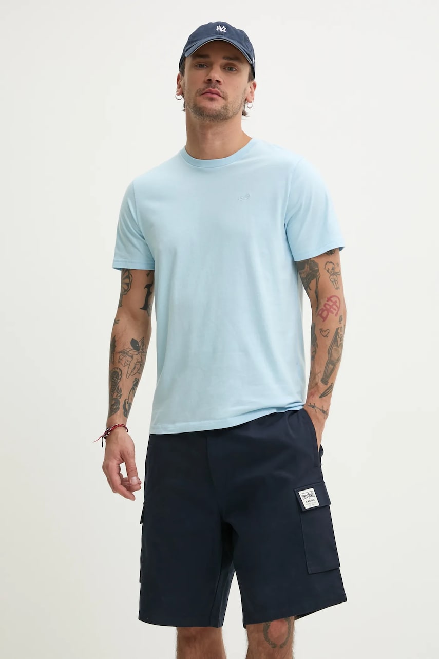 Levně Bavlněné tričko Hollister Co. modrá barva, KI324-5145