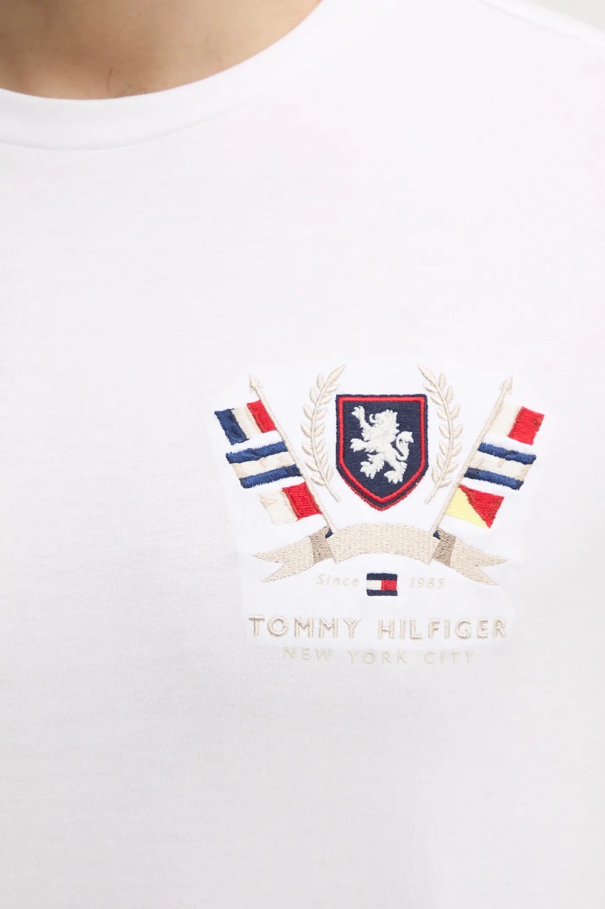 Бавовняна футболка Tommy Hilfiger чоловіча колір білий з аплікацією MW0MW38612 
