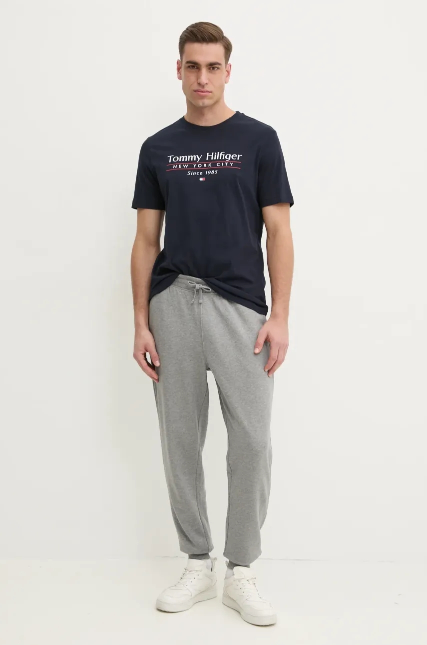 Хлопковая футболка Tommy Hilfiger мужская цвет синий с принтом MW0MW38621 Хлопковая футболка Tommy Hilfiger мужская цвет синий с принтом MW0MW38621