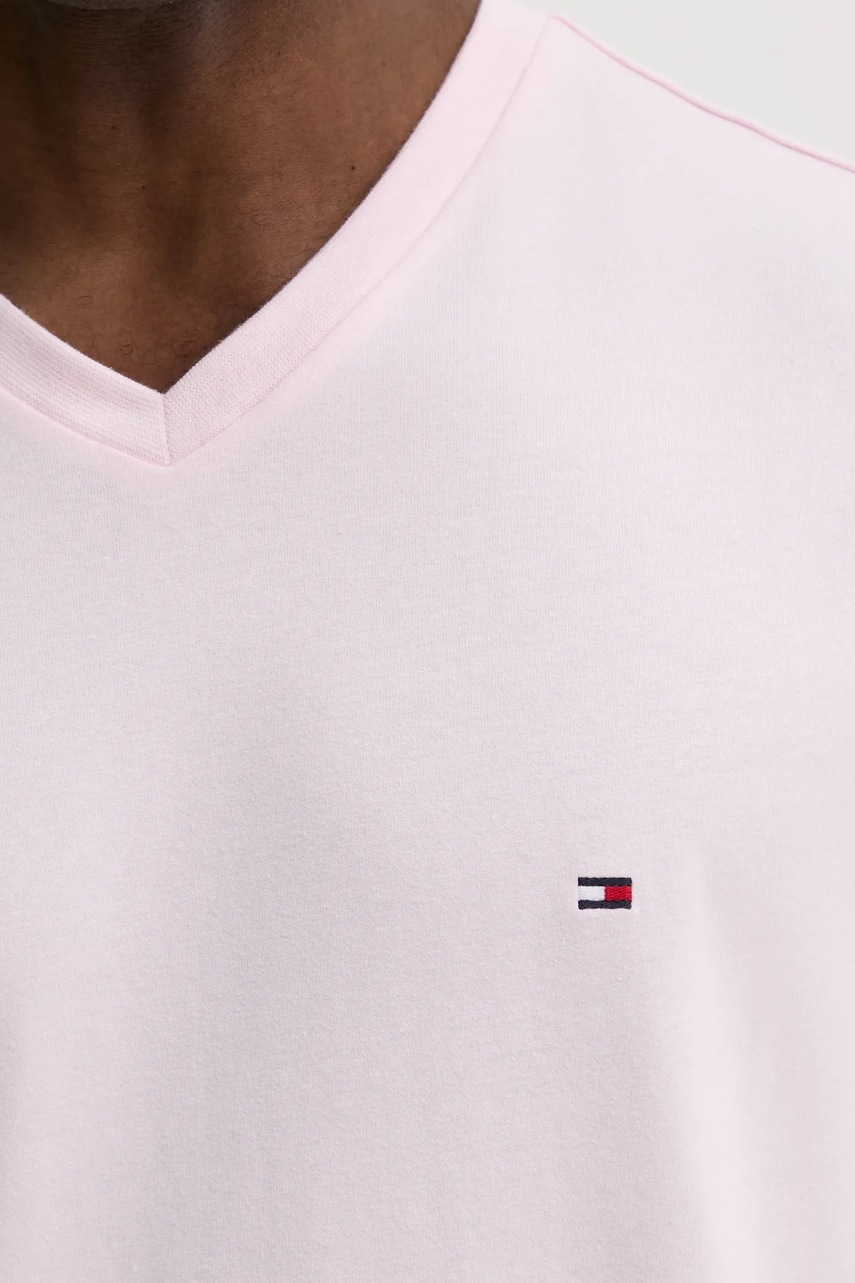 Бавовняна футболка Tommy Hilfiger чоловіча колір рожевий однотонна MW0MW39249 