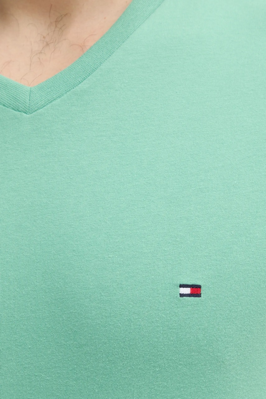 Бавовняна футболка Tommy Hilfiger чоловіча колір зелений однотонна MW0MW39249 
