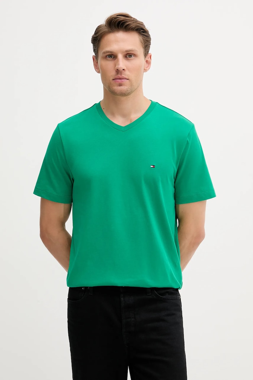 Levně Bavlněné tričko Tommy Hilfiger pánské, modrá barva, MW0MW39249