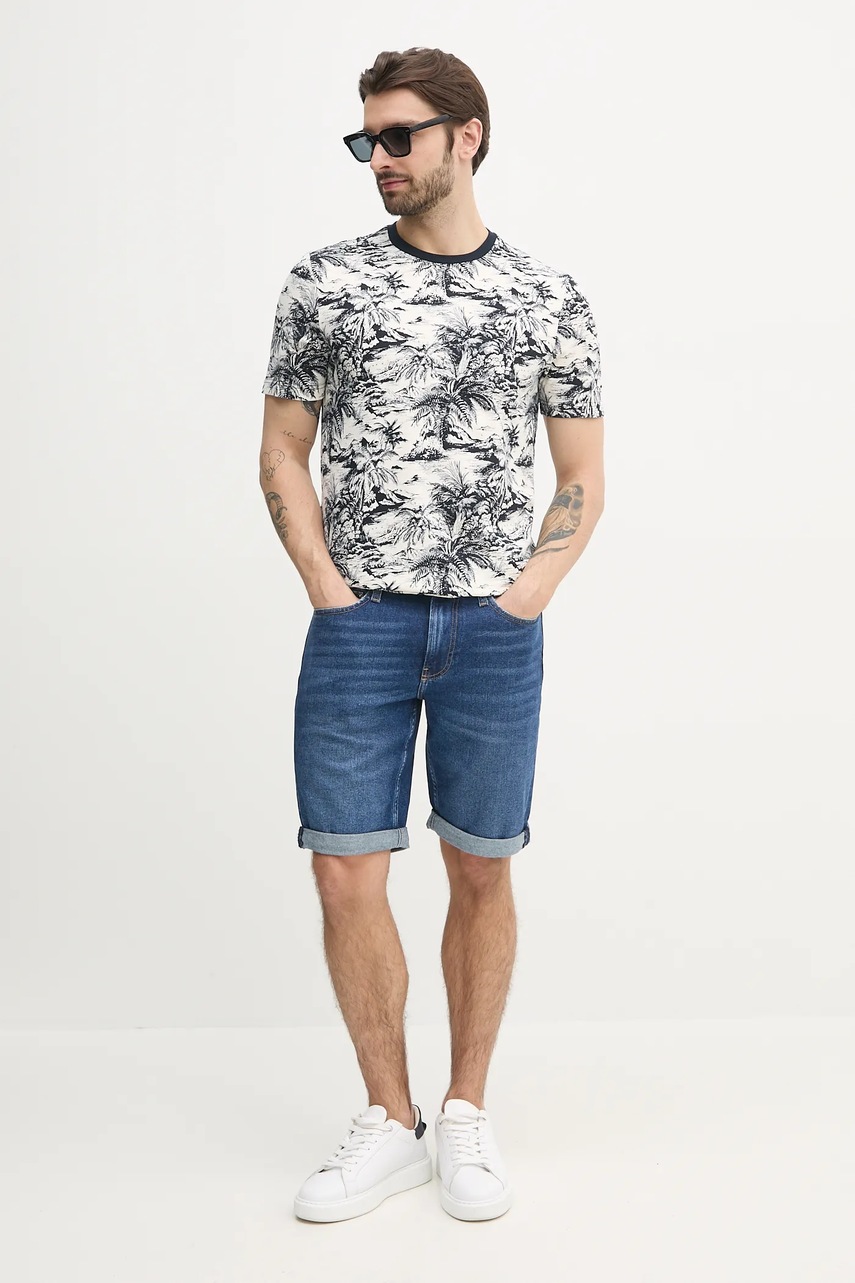 Хлопковая футболка Tommy Hilfiger мужская цвет чёрный узорная MW0MW38933 Хлопковая футболка Tommy Hilfiger мужская цвет чёрный узорная MW0MW38933