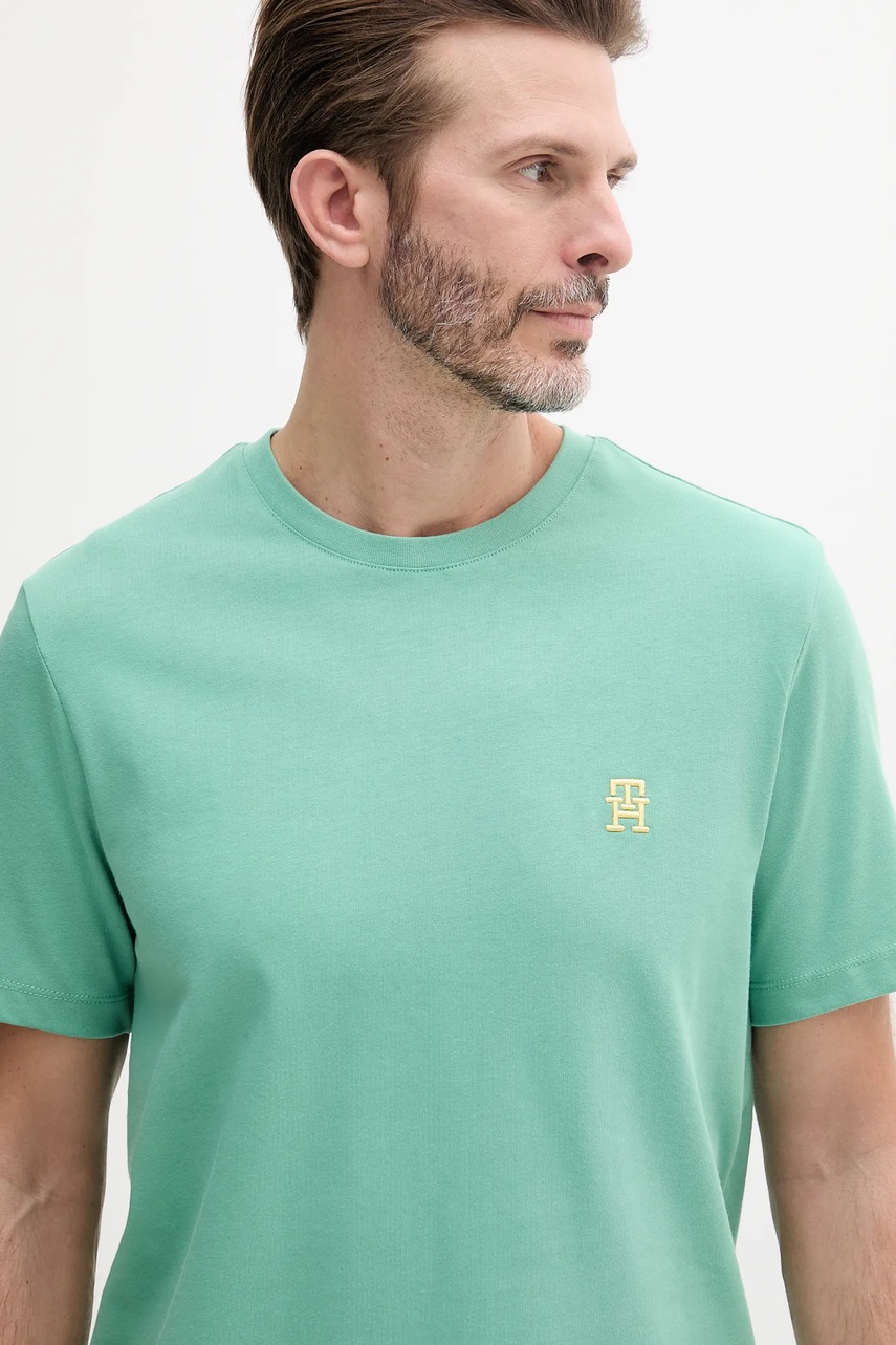 Βαμβακερό μπλουζάκι Tommy Hilfiger ανδρικό, χρώμα: πράσινο, MW0MW39256 φωτογραφία
