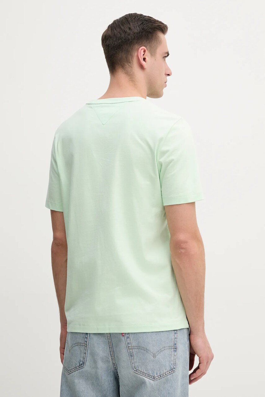 Хлопковая футболка Tommy Hilfiger мужская цвет зелёный однотонная MW0MW39995 Хлопковая футболка Tommy Hilfiger мужская цвет зелёный однотонная MW0MW39995