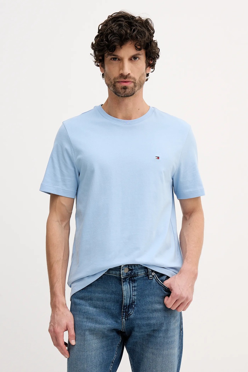 Levně Bavlněné tričko Tommy Hilfiger pánské, zelená barva, MW0MW39995