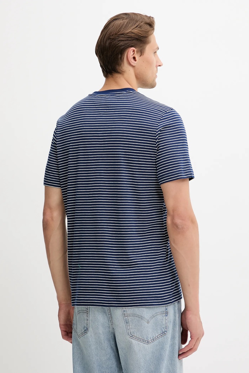 Хлопковая футболка Tommy Hilfiger мужская цвет синий однотонная MW0MW39995 Хлопковая футболка Tommy Hilfiger мужская цвет синий однотонная MW0MW39995