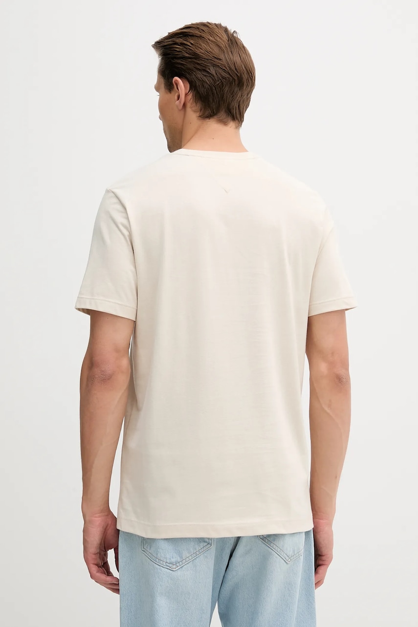 Хлопковая футболка Tommy Hilfiger мужская цвет бежевый однотонная MW0MW39995 Хлопковая футболка Tommy Hilfiger мужская цвет бежевый однотонная MW0MW39995