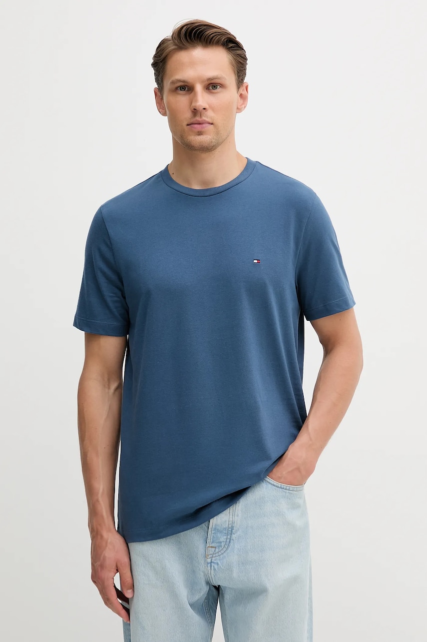 Levně Bavlněné tričko Tommy Hilfiger modrá barva, MW0MW39995