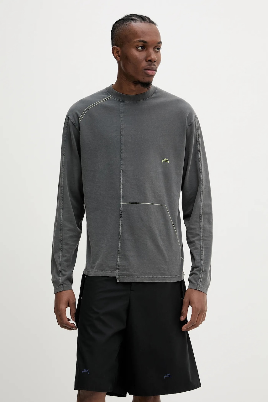 A-COLD-WALL* longsleeve din bumbac barbati, culoarea gri, uni, ACWMTS207 A-COLD-WALL* longsleeve din bumbac barbati, culoarea gri, uni, ACWMTS207