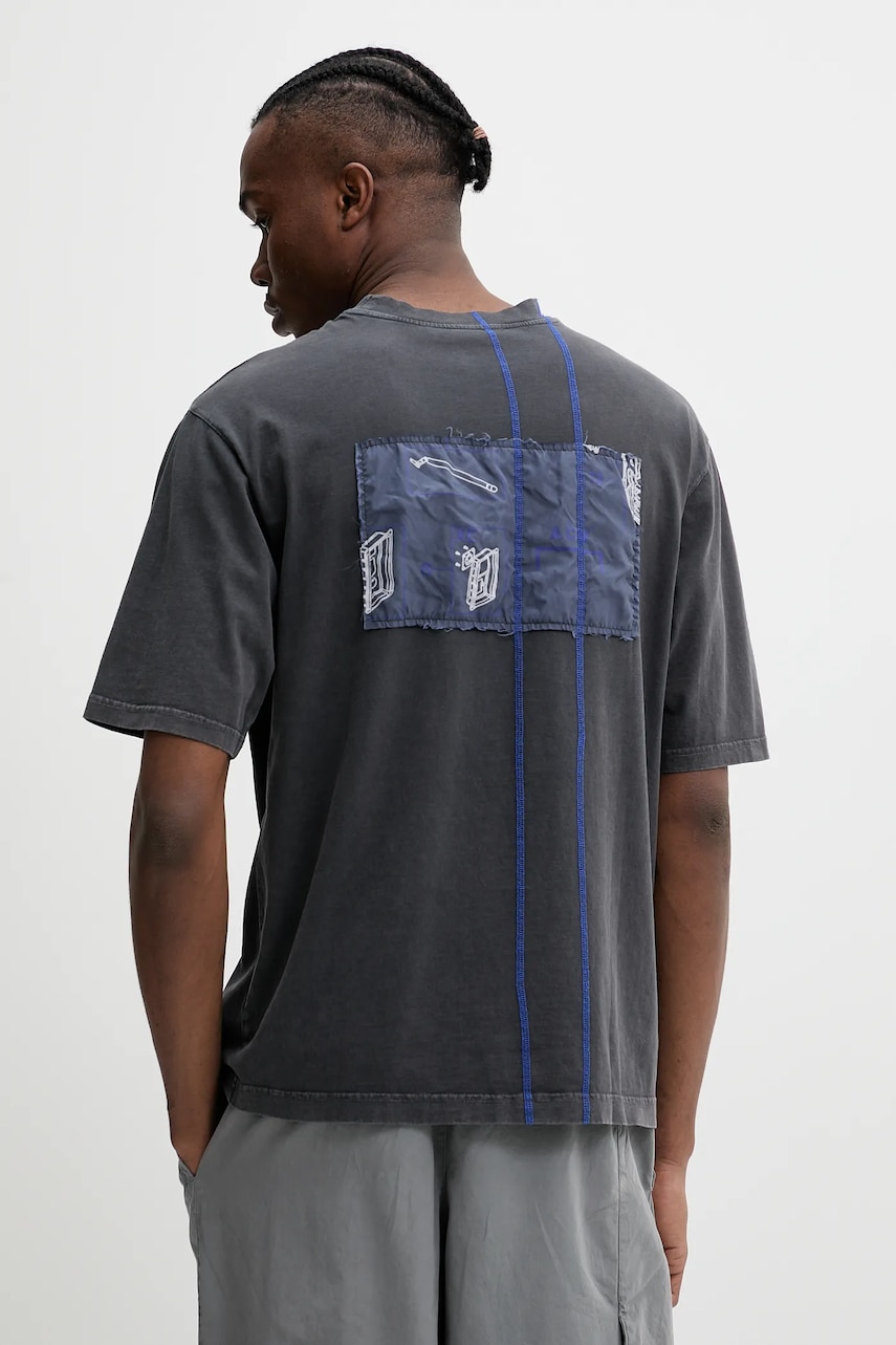 A-COLD-WALL* tricou din bumbac barbati, culoarea gri, cu imprimeu, ACWMTS205 A-COLD-WALL* tricou din bumbac barbati, culoarea gri, cu imprimeu, ACWMTS205