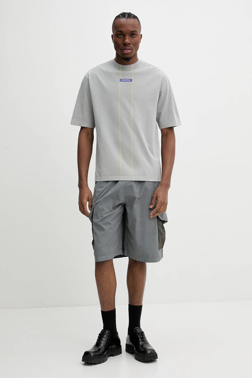 Хлопковая футболка A-COLD-WALL* мужская цвет серый с принтом ACWMTS205 Хлопковая футболка A-COLD-WALL* мужская цвет серый с принтом ACWMTS205