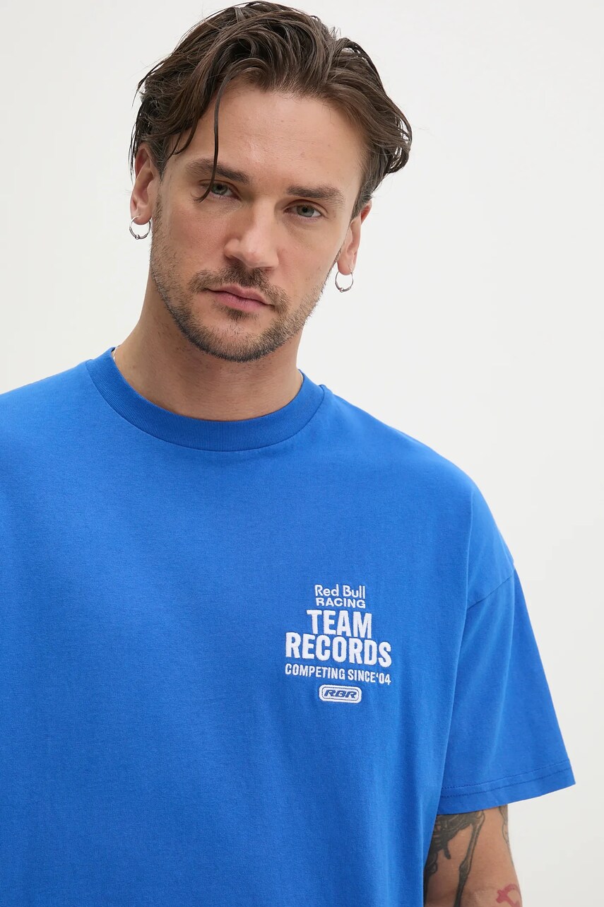 Red Bull Racing x Pepe Jeans tricou din bumbac TEAM RECORDS TEE bărbați, culoarea violet, cu imprimeu, RM500010