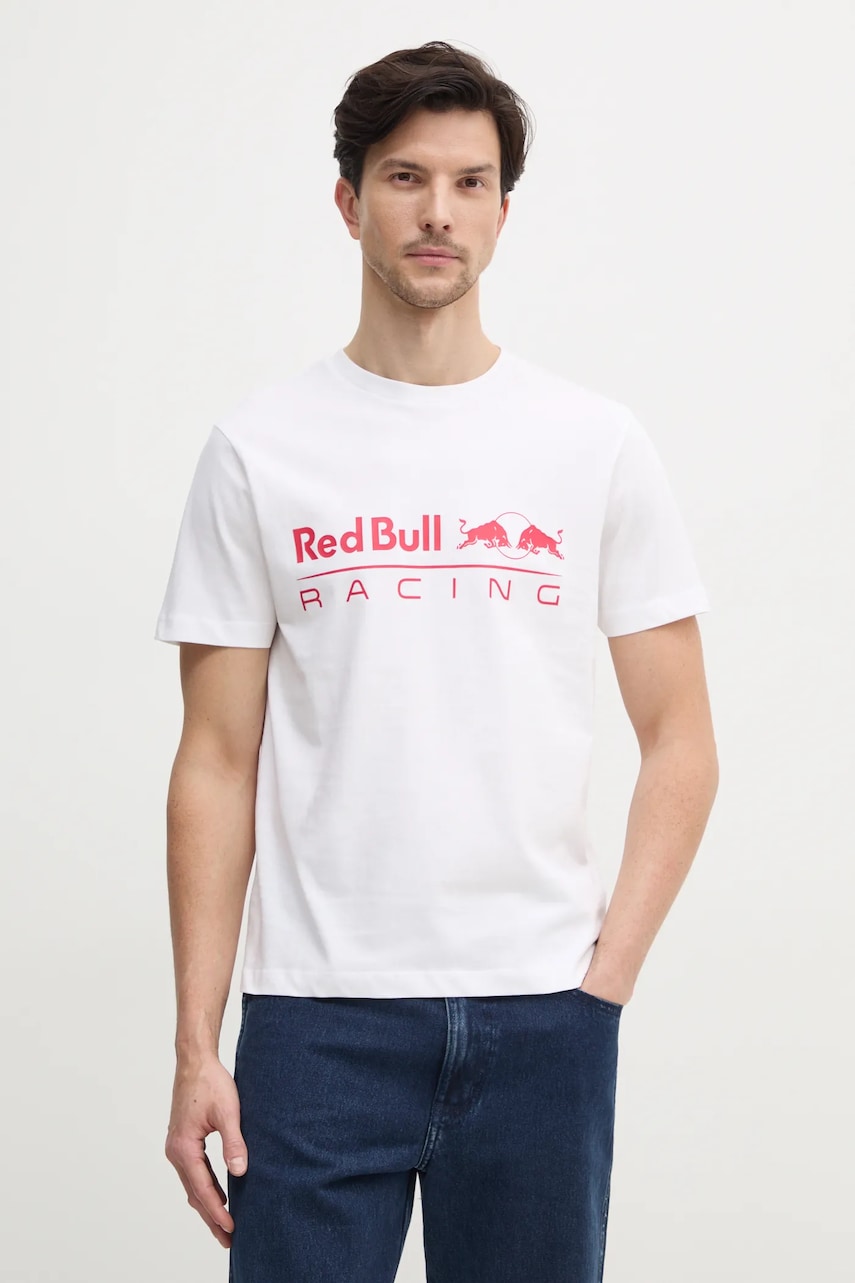 Red Bull Racing x Pepe Jeans tricou din bumbac LOGO TEE barbati, culoarea alb, cu imprimeu, RM500016 Red Bull Racing x Pepe Jeans tricou din bumbac LOGO TEE barbati, culoarea alb, cu imprimeu, RM500016