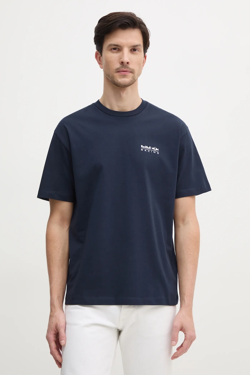 Red Bull Racing x Pepe Jeans tricou din bumbac ABSTRACT RELIEF TEE barbati, culoarea albastru marin, cu imprimeu, RM500018