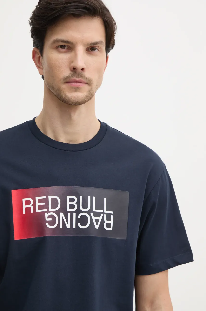 Red Bull Racing x Pepe Jeans tricou din bumbac OMBRE LOGO TEE barbati, culoarea albastru marin, cu imprimeu, RM500019