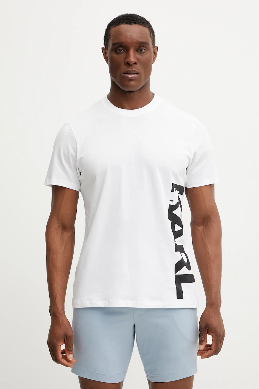 Karl Lagerfeld tricou din bumbac bărbați, culoarea alb, cu imprimeu, A2M46038