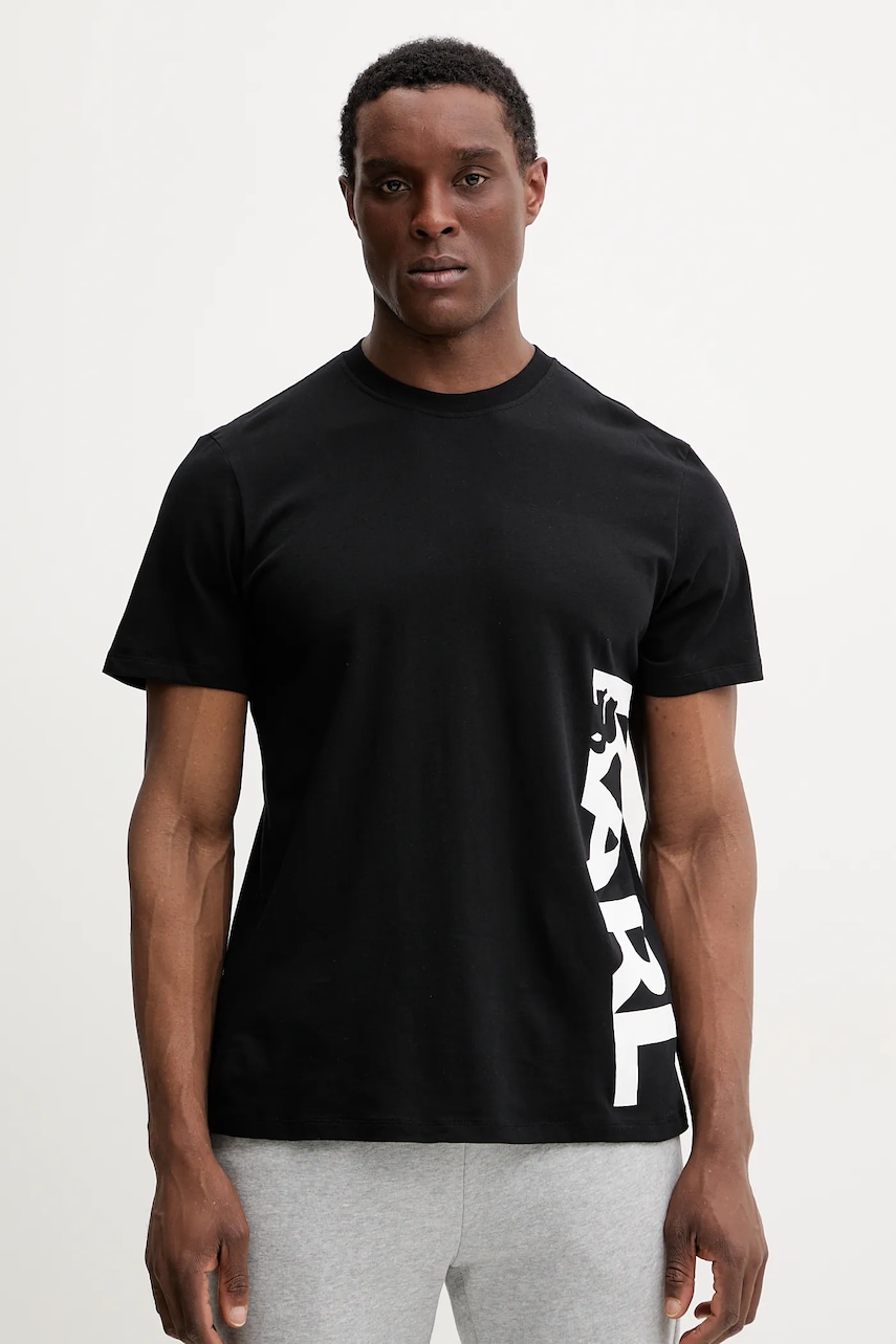 Karl Lagerfeld tricou din bumbac bărbați, culoarea negru, cu imprimeu, A2M46038