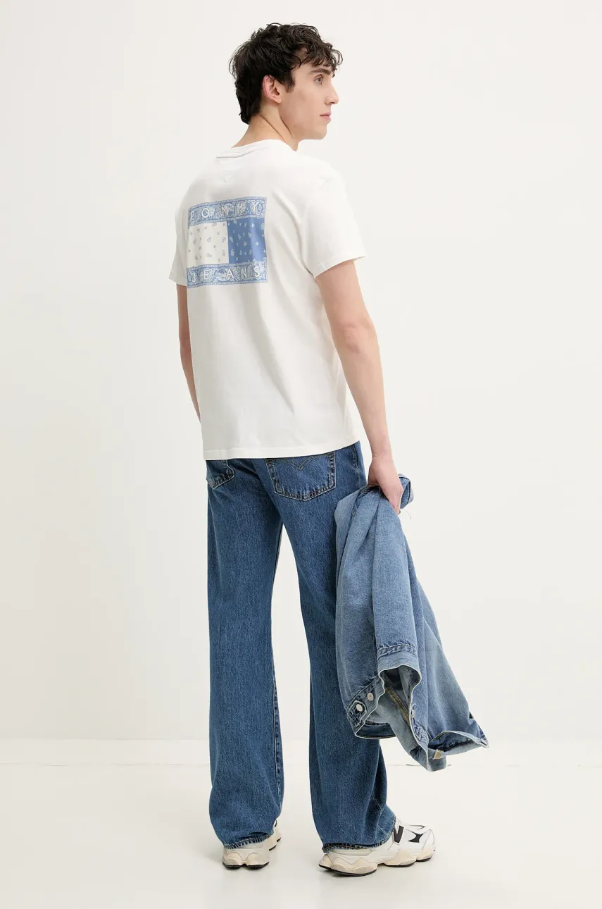 Хлопковая футболка Tommy Jeans мужская цвет белый с принтом DM0DM20774 Хлопковая футболка Tommy Jeans мужская цвет белый с принтом DM0DM20774