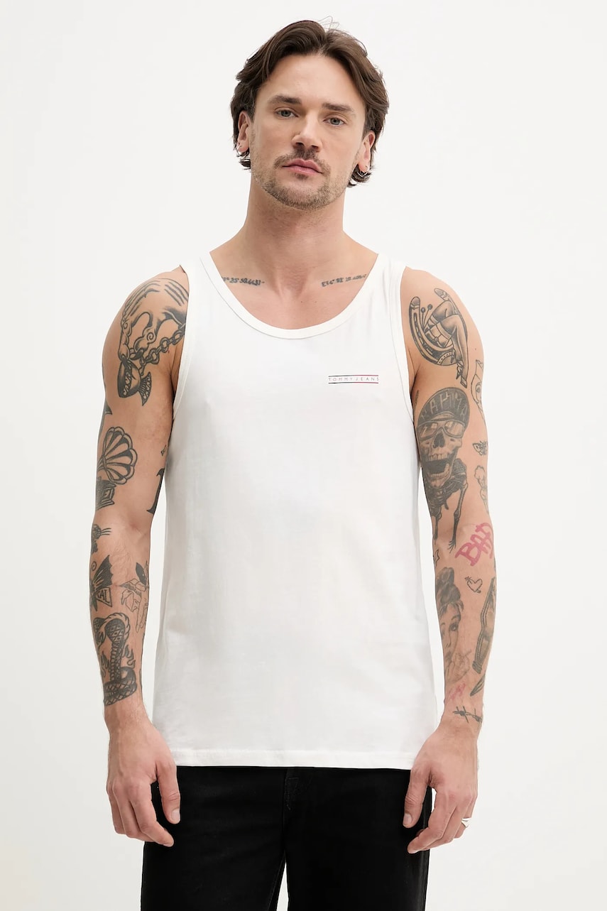 Tommy Jeans tricou din bumbac culoarea alb, DM0DM20790 Tommy Jeans tricou din bumbac culoarea alb, DM0DM20790