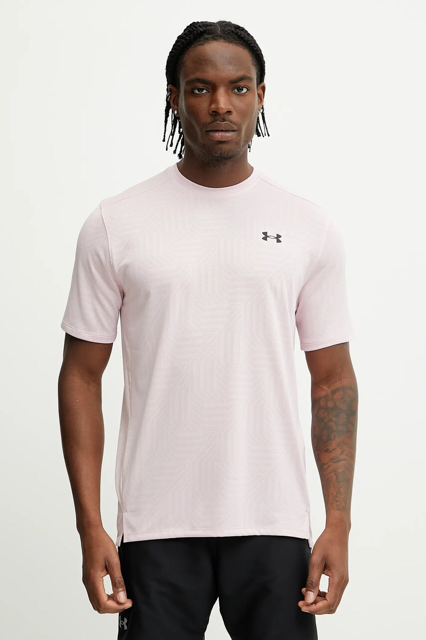Under Armour tricou de antrenament UA Tech Geotessa culoarea roz, cu imprimeu, 1382182