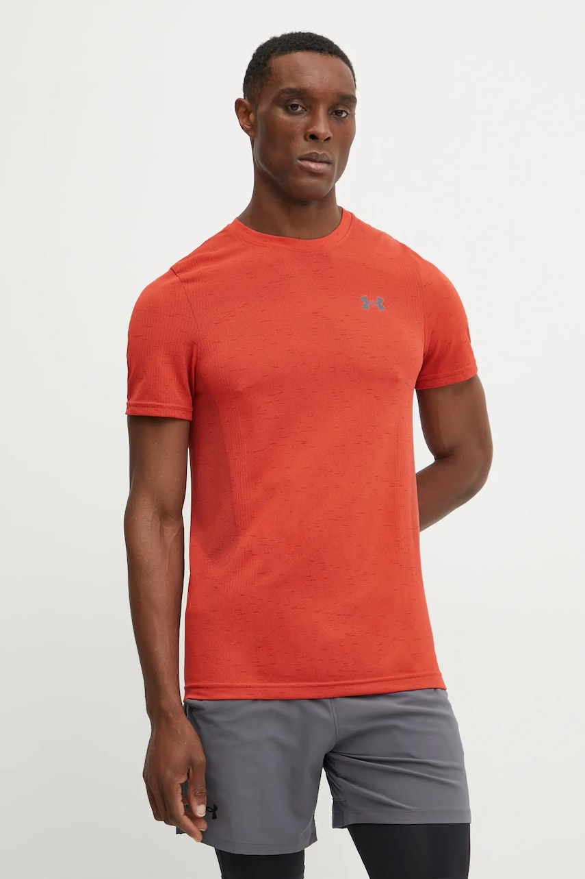 Under Armour tricou de antrenament Vanish Seamless culoarea portocaliu, neted, 1382801 Under Armour tricou de antrenament Vanish Seamless culoarea portocaliu, neted, 1382801