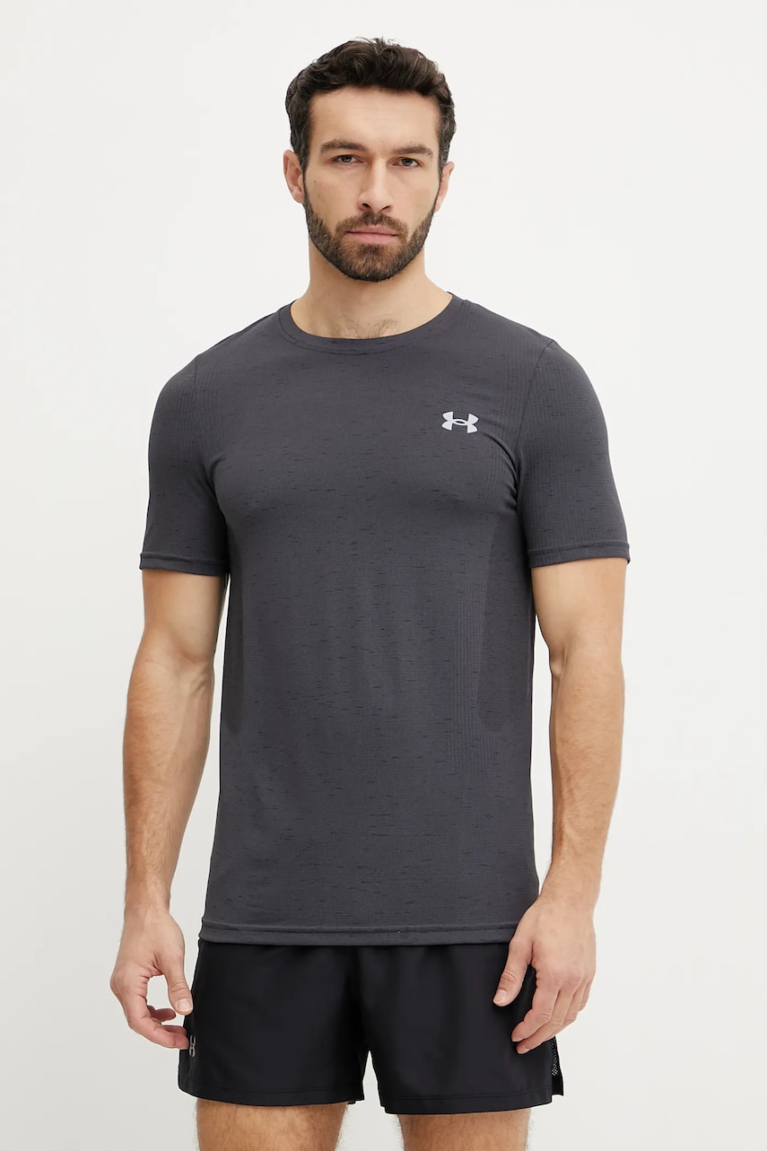 Under Armour tricou de antrenament Vanish Seamless culoarea gri, neted, 1382801 Under Armour tricou de antrenament Vanish Seamless culoarea gri, neted, 1382801