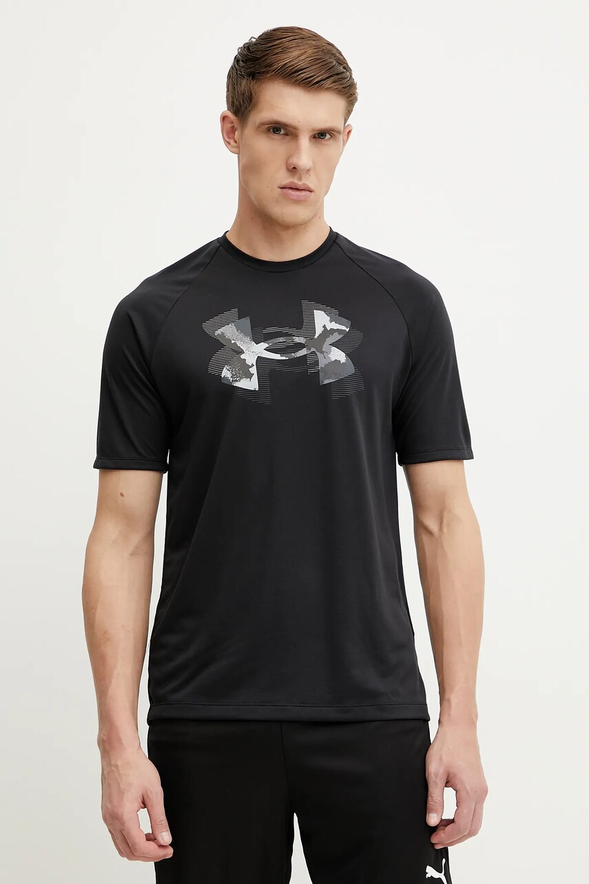 Under Armour tricou de antrenament Tech Print Fill culoarea negru, cu imprimeu, 1390208