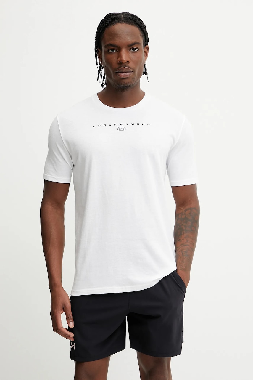 Under Armour tricou de antrenament culoarea alb, cu imprimeu, 6000211