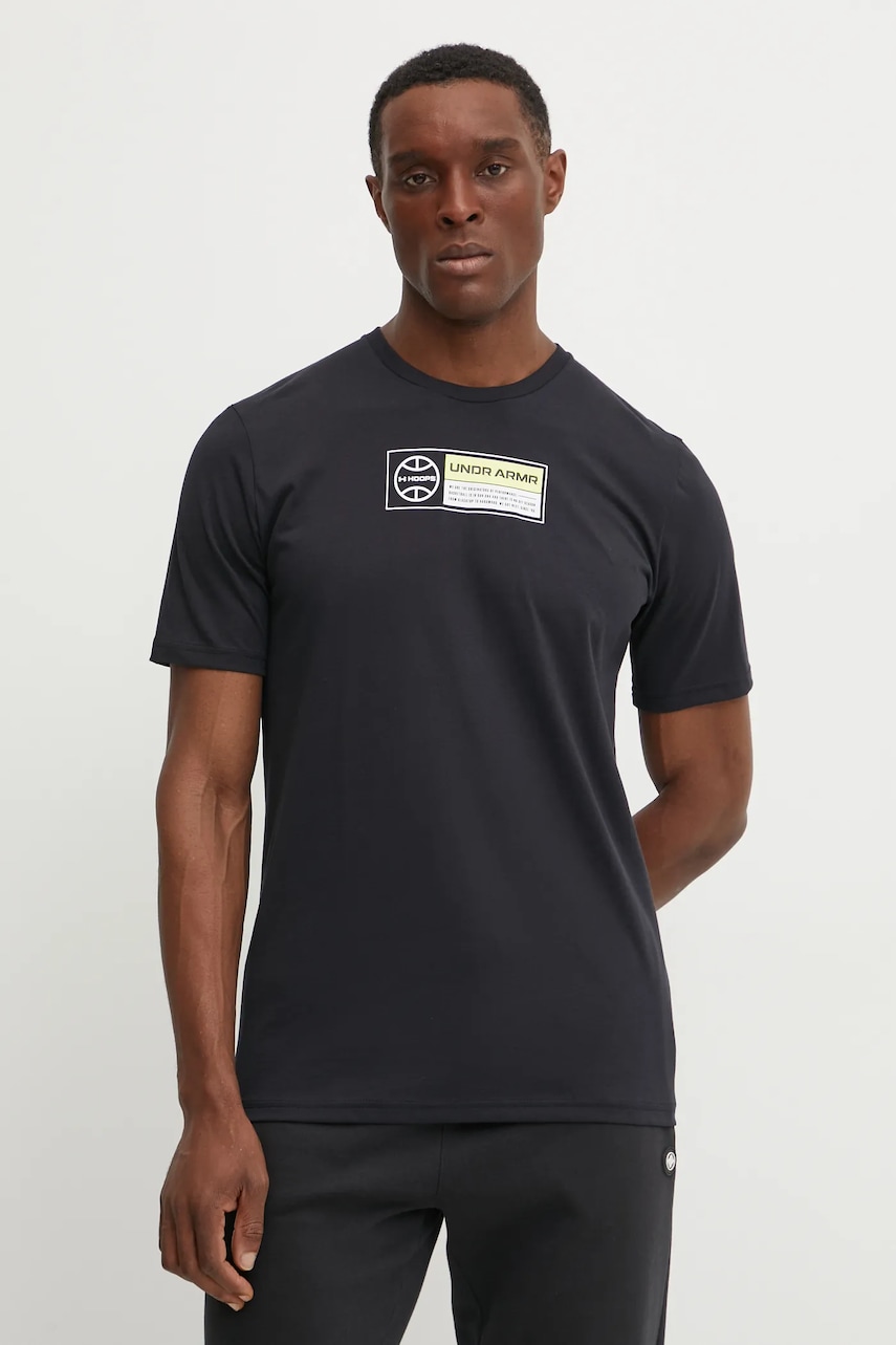 Under Armour tricou barbati, culoarea negru, cu imprimeu, 1390187 Under Armour tricou barbati, culoarea negru, cu imprimeu, 1390187
