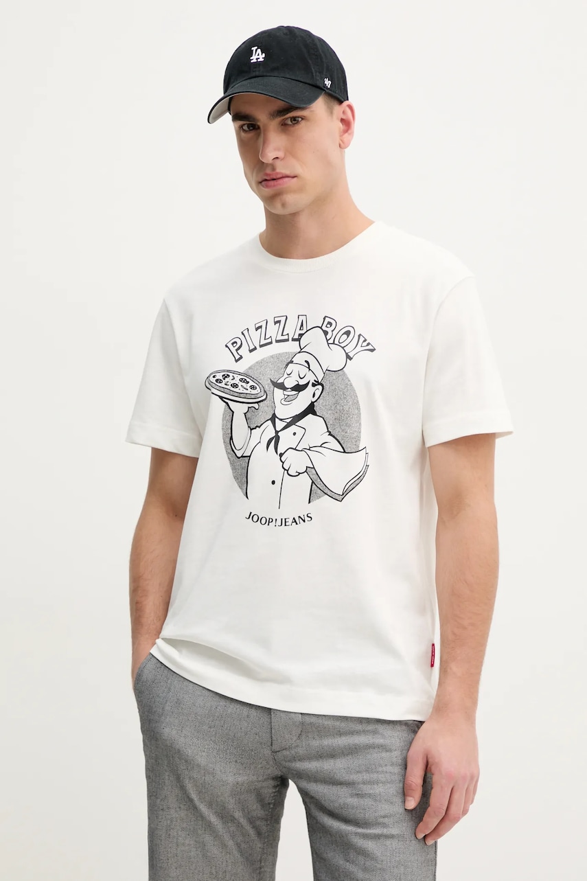 Joop! tricou din bumbac barbati, culoarea alb, cu imprimeu, 30045716 Joop! tricou din bumbac barbati, culoarea alb, cu imprimeu, 30045716