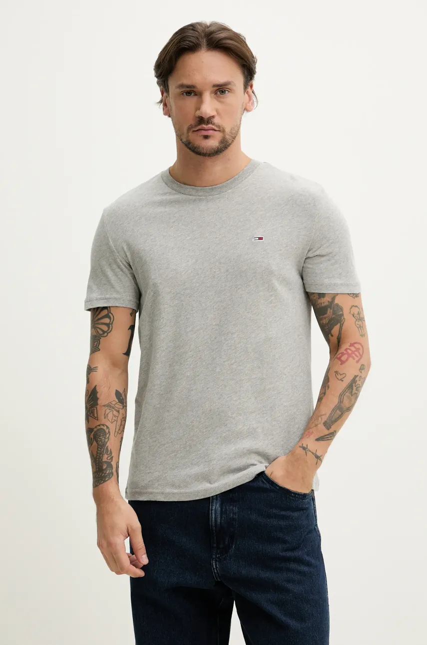 Хлопковая футболка Tommy Jeans 2 шт цвет синий однотонная DM0DM20687 Хлопковая футболка Tommy Jeans 2 шт цвет синий однотонная DM0DM20687