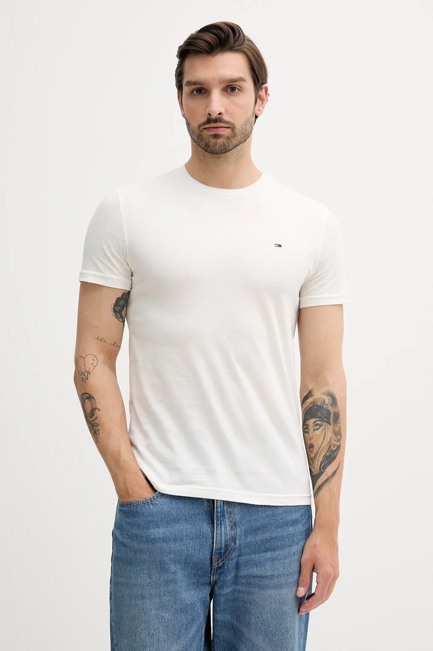 Хлопковая футболка Tommy Jeans 2 шт цвет синий однотонная DM0DM20687