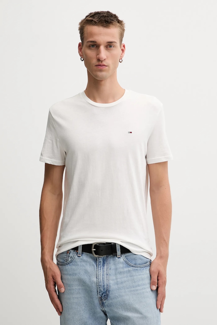 Tommy Jeans tricou din bumbac 3-pack culoarea alb, uni, DM0DM21579