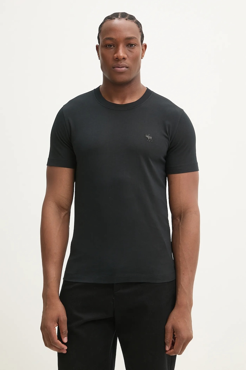 Abercrombie & Fitch tricou din bumbac bărbați, culoarea negru, uni, KI124-5097 Abercrombie & Fitch tricou din bumbac bărbați, culoarea negru, uni, KI124-5097