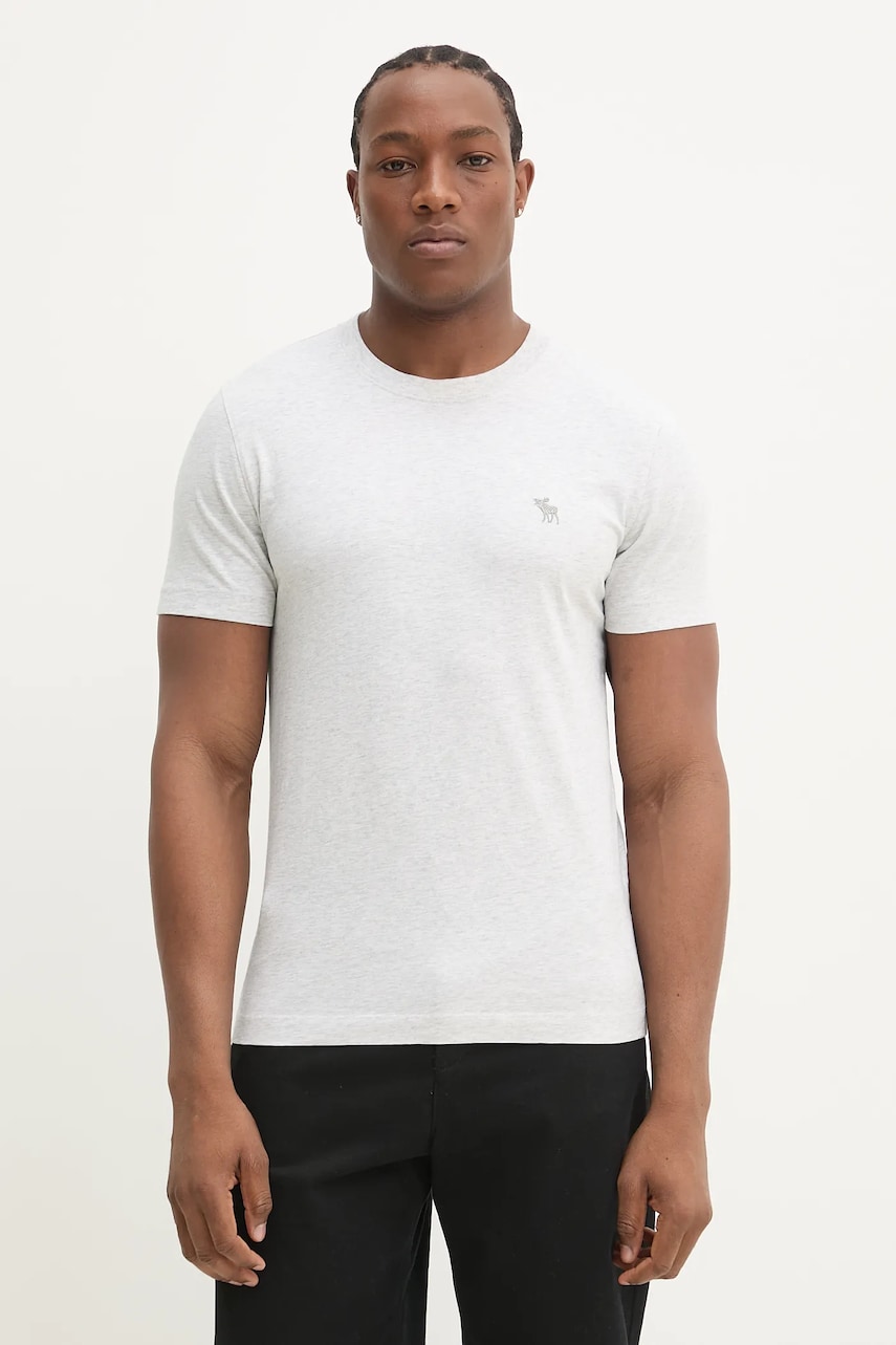 Abercrombie & Fitch tricou din bumbac bărbați, culoarea gri, melanj, KI124-5098