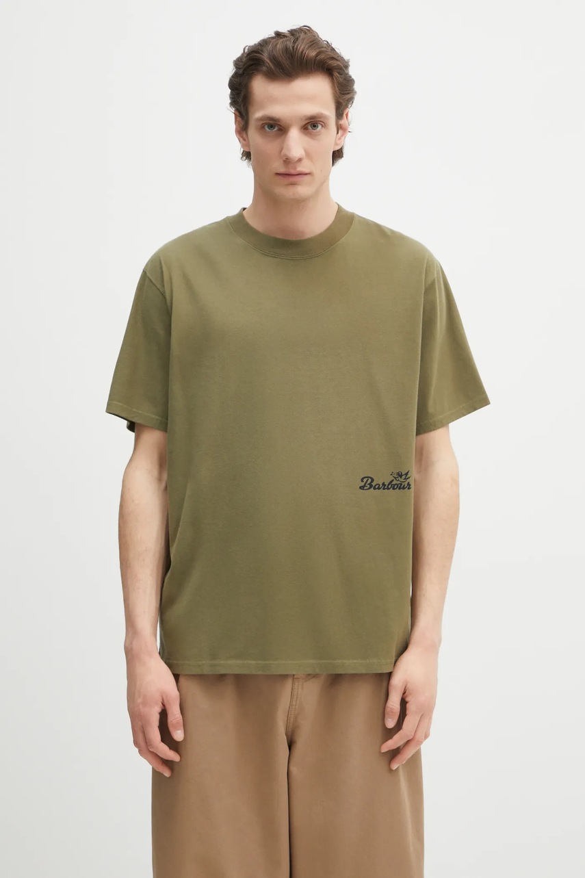 Barbour pamut póló Barbour Regence OS Fit Graphic T-Shirt zöld, férfi, nyomott mintás, MTS1402 termék 2. képe