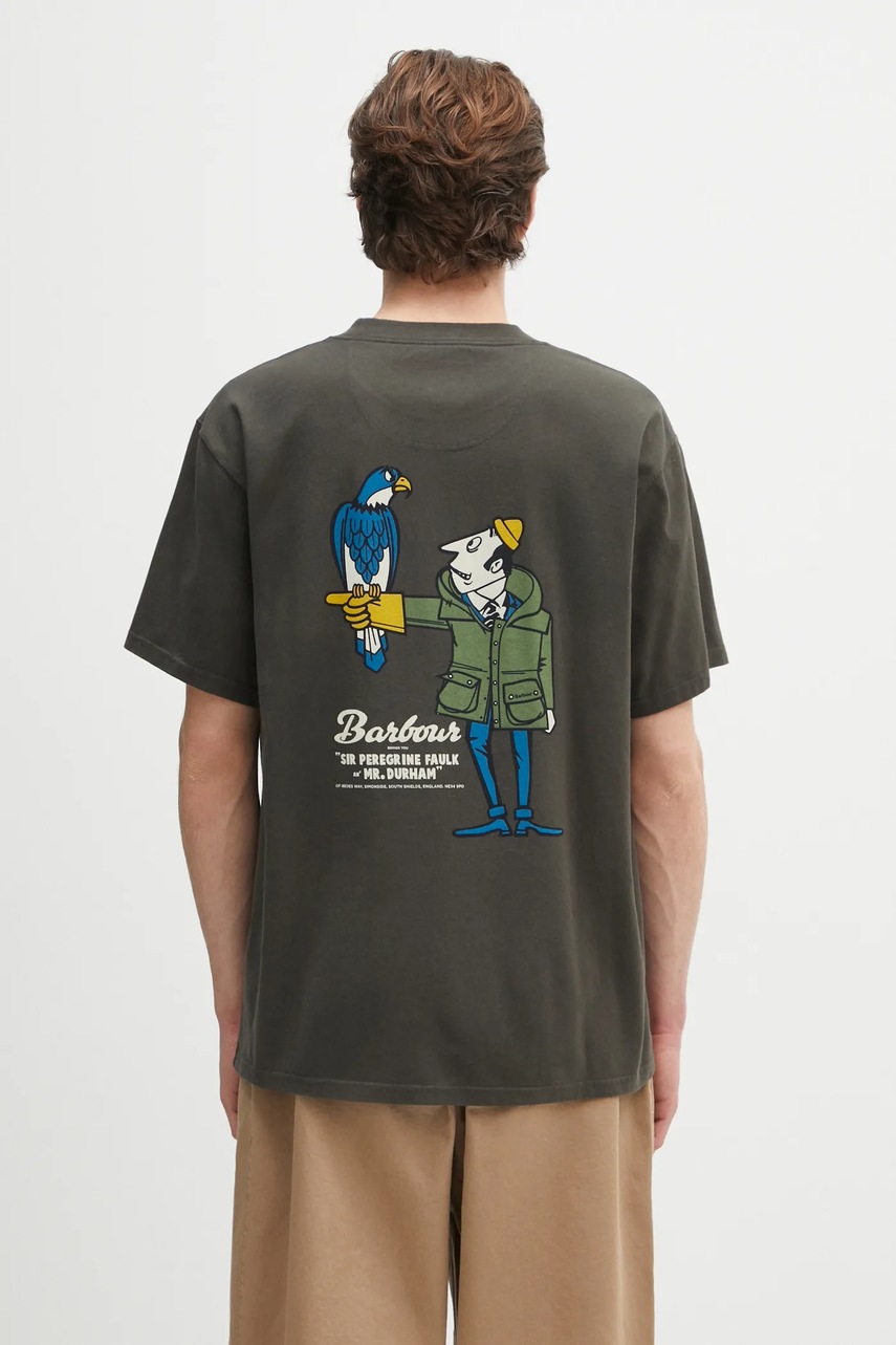 Barbour pamut póló Barbour Newclyde OS Fit Graphic T-Shirt zöld, nyomott mintás, MTS1403 termék 2. képe