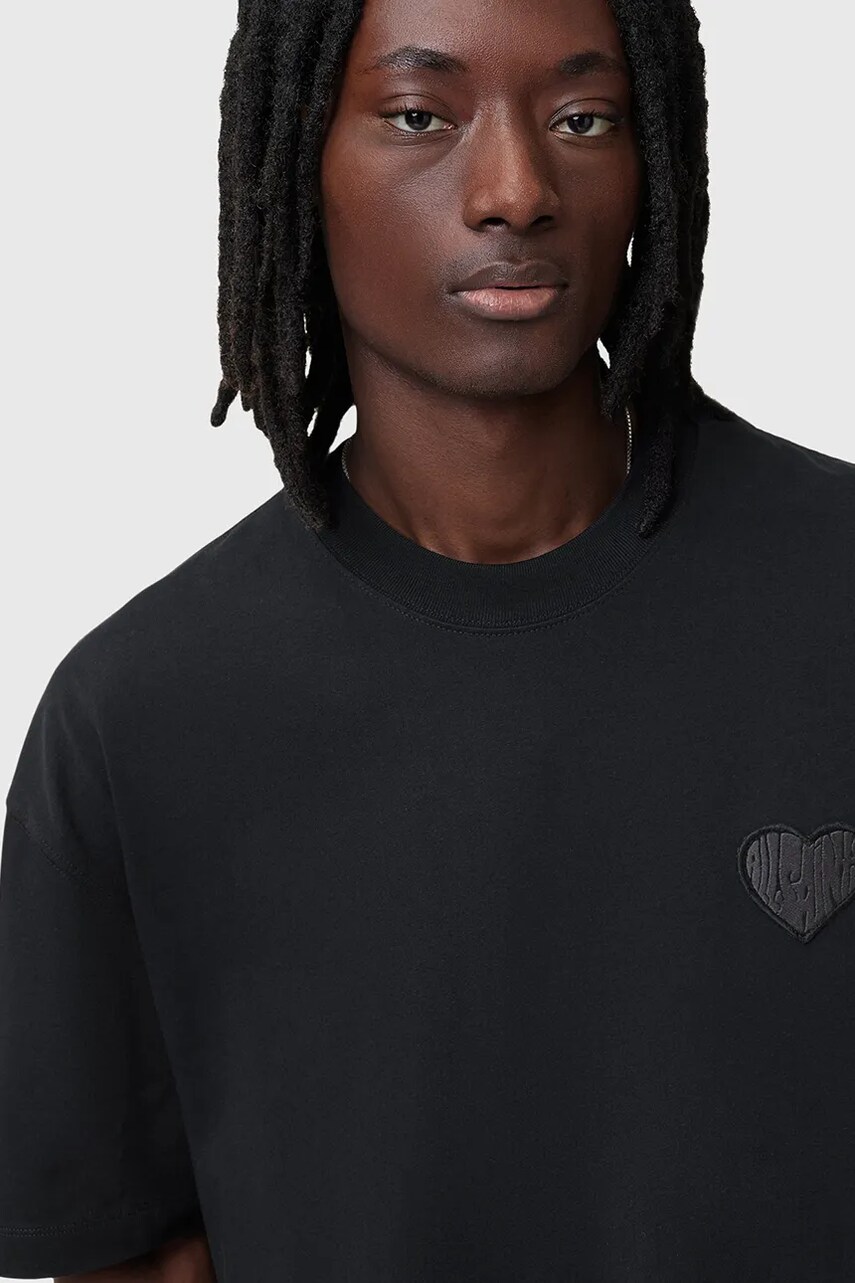 Хлопковая футболка AllSaints LOVER цвет чёрный однотонная M029PC Хлопковая футболка AllSaints LOVER цвет чёрный однотонная M029PC